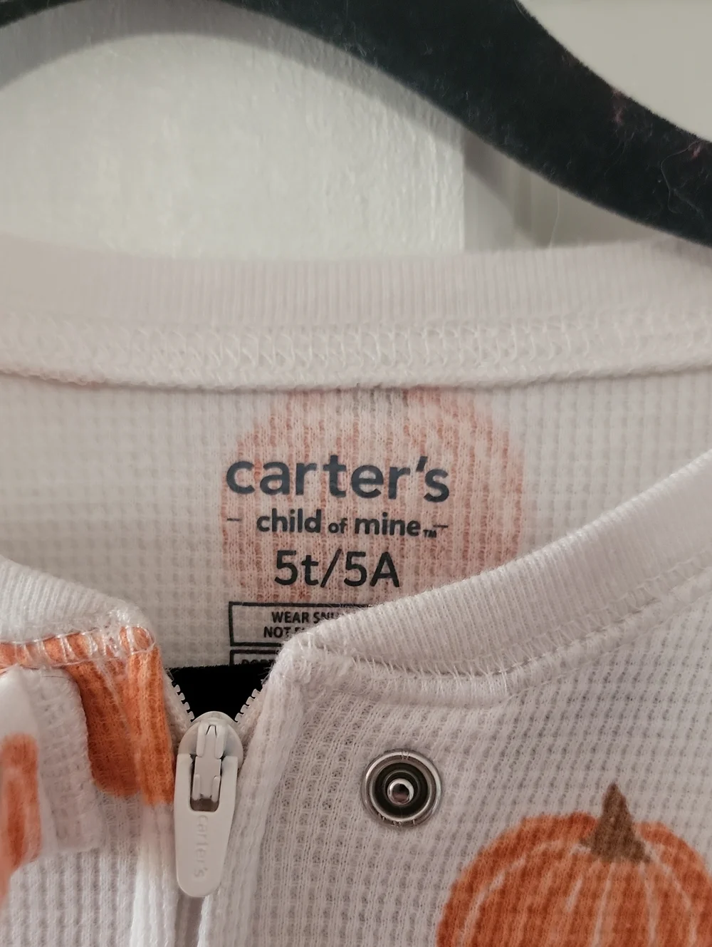 Carter's White Footed One-Piece Pajamas with Orange Pumpkin Print
